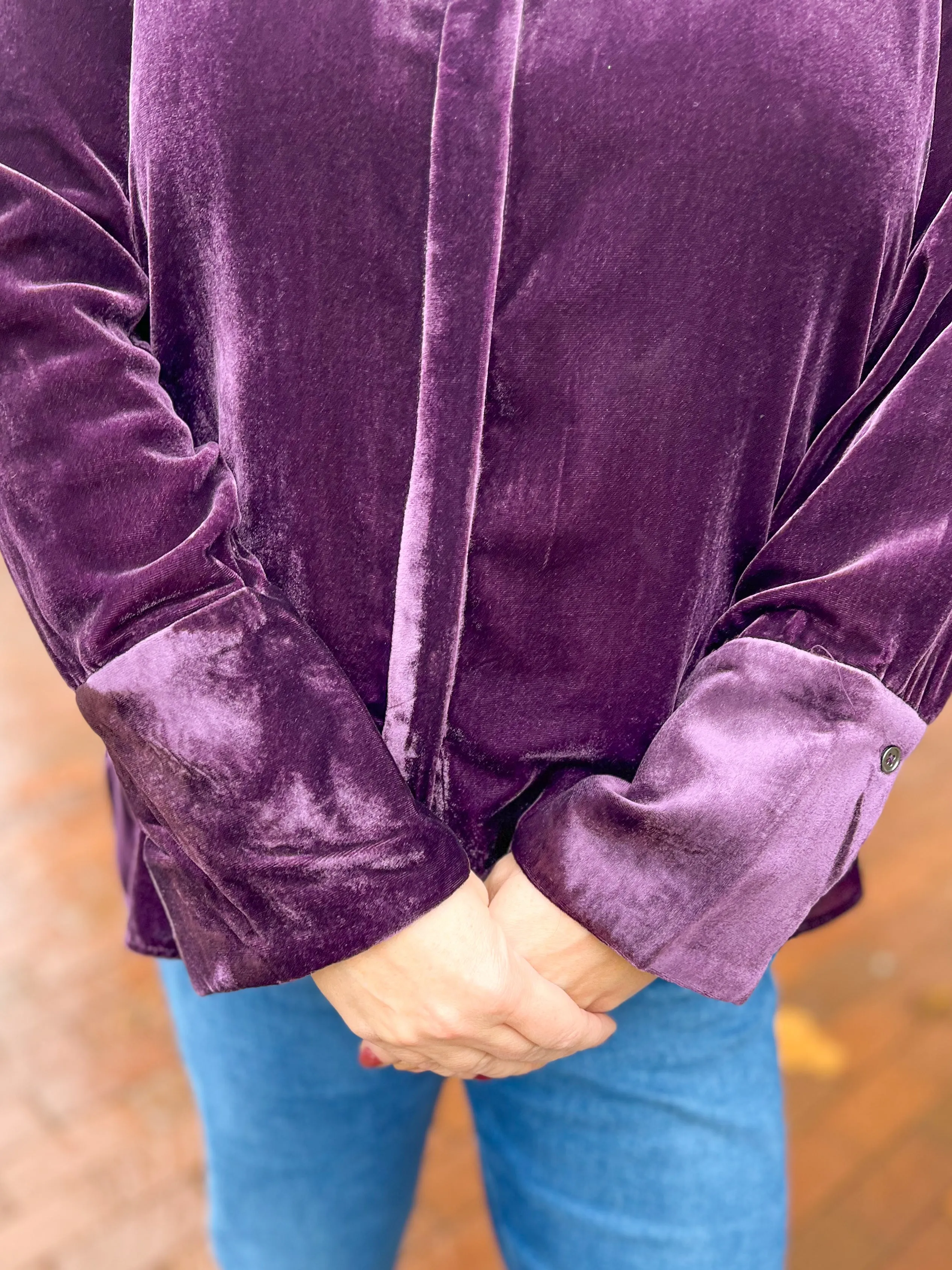 Plum Velvet French Cuff Button Down