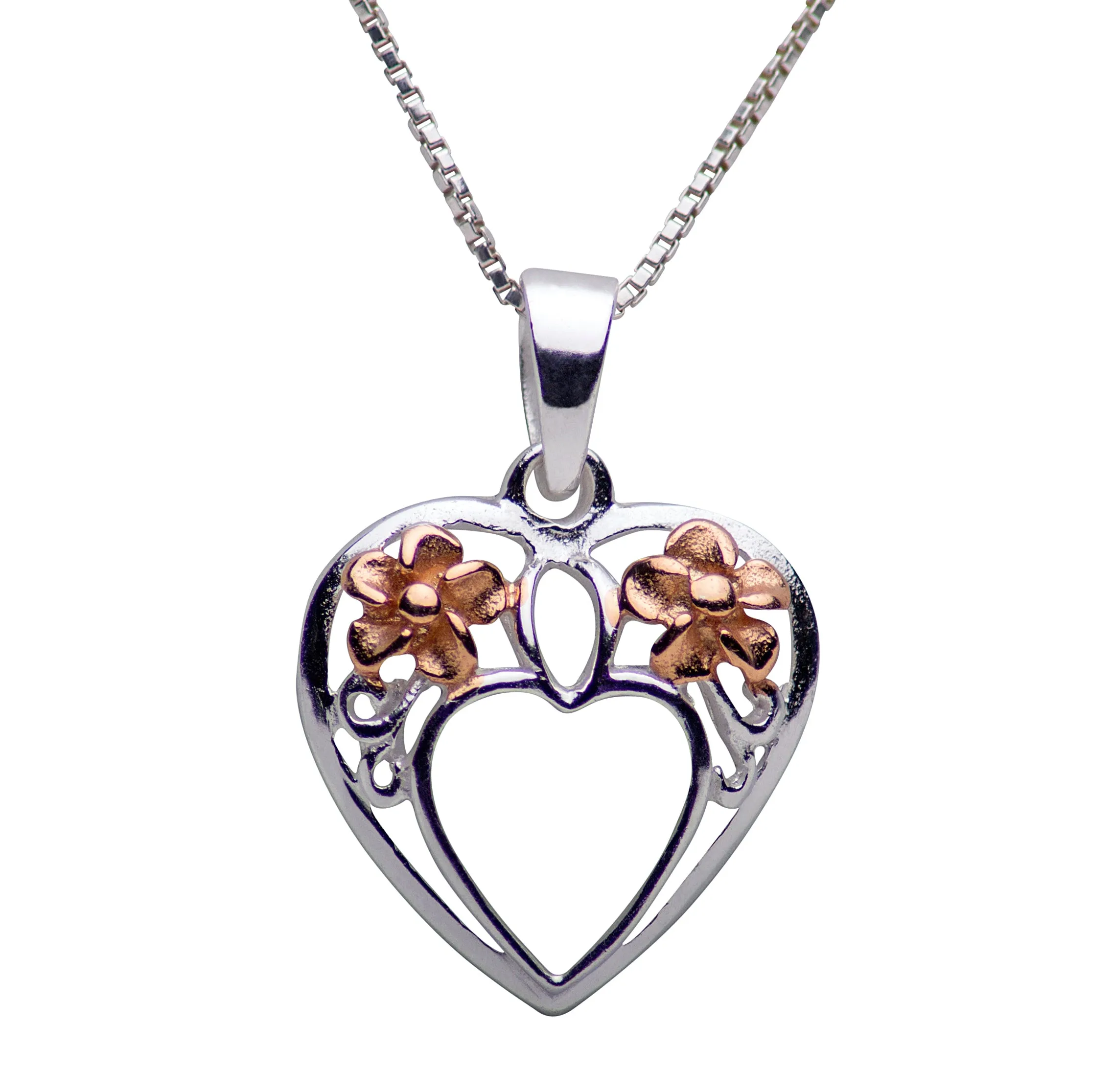 Plumeria Heart Silver Pendant