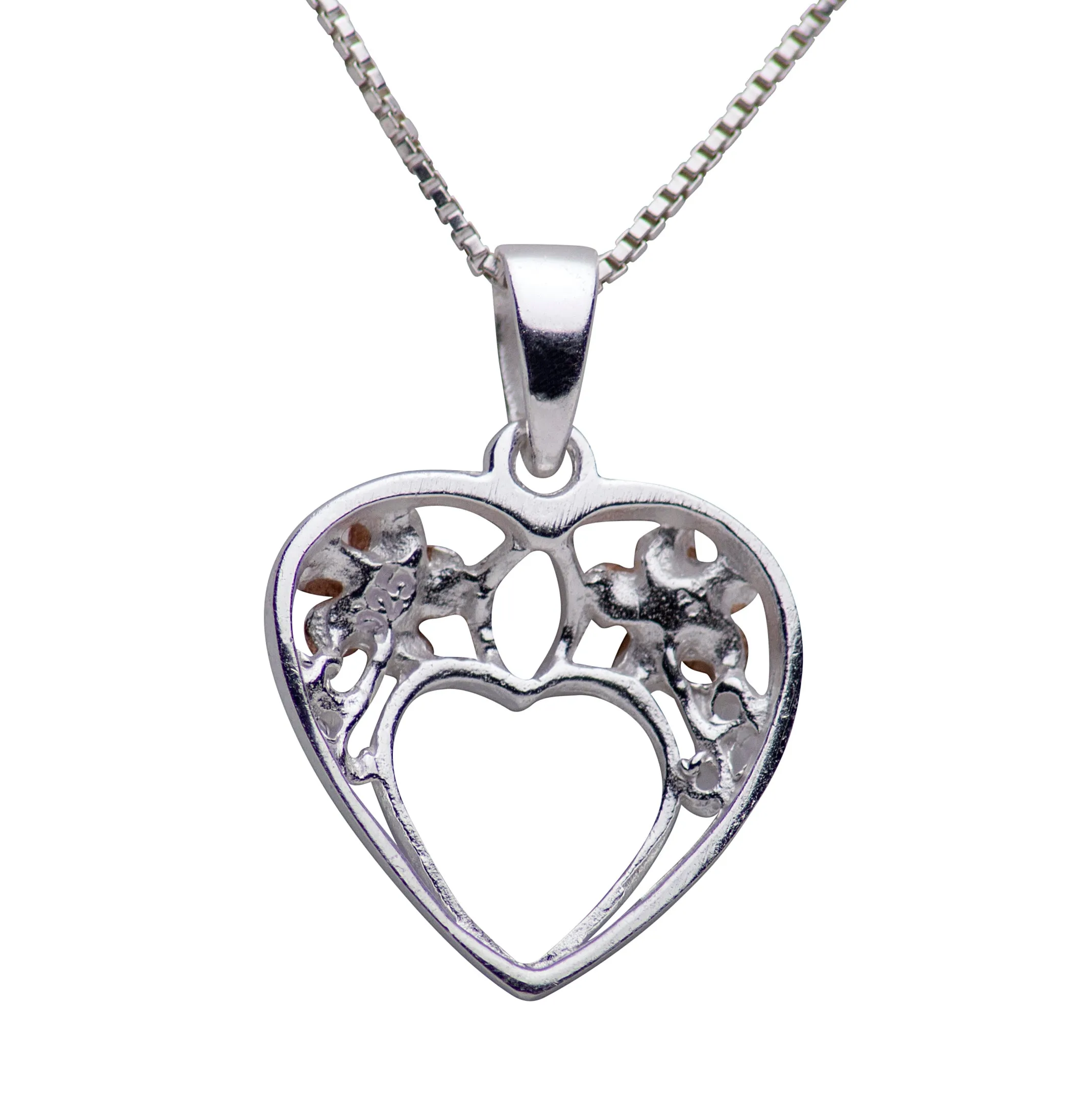 Plumeria Heart Silver Pendant