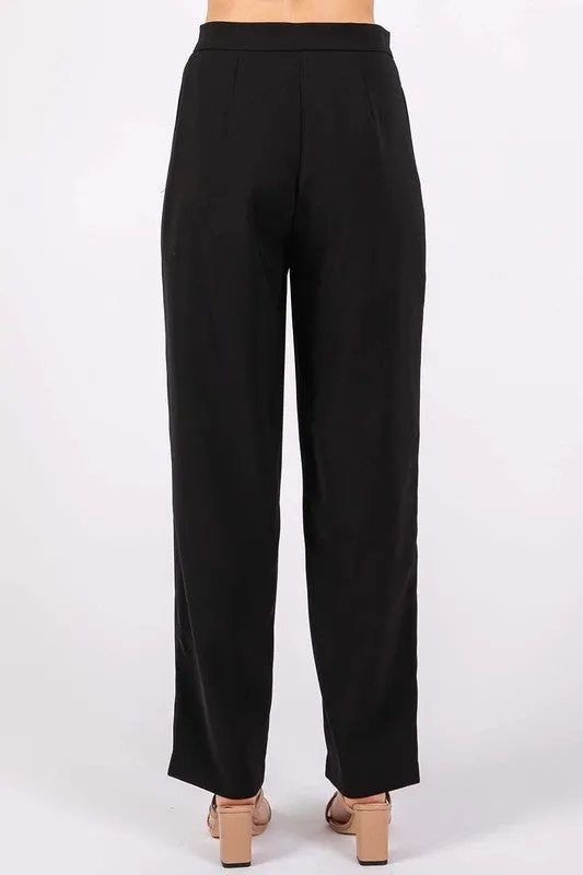 Plus High-Waisted Pleated Slacks