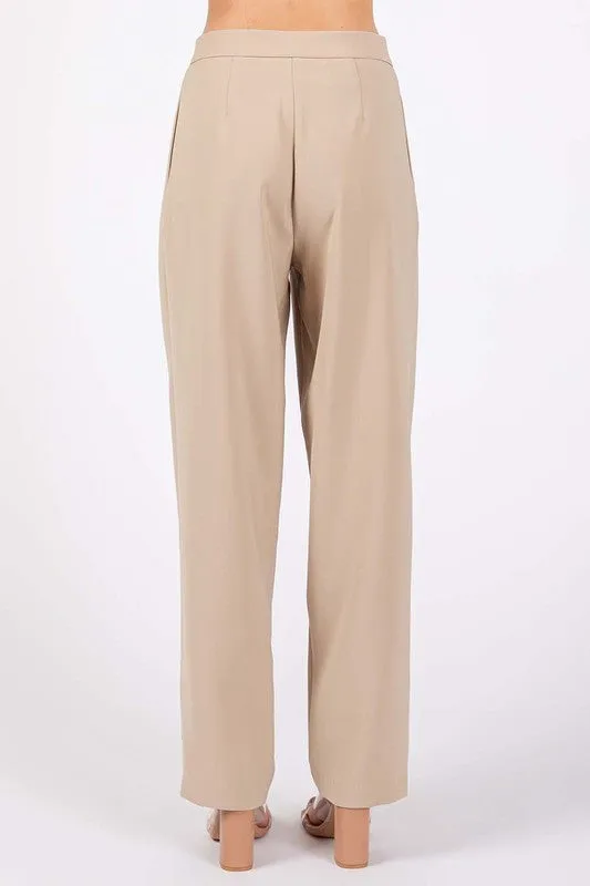 Plus High-Waisted Pleated Slacks