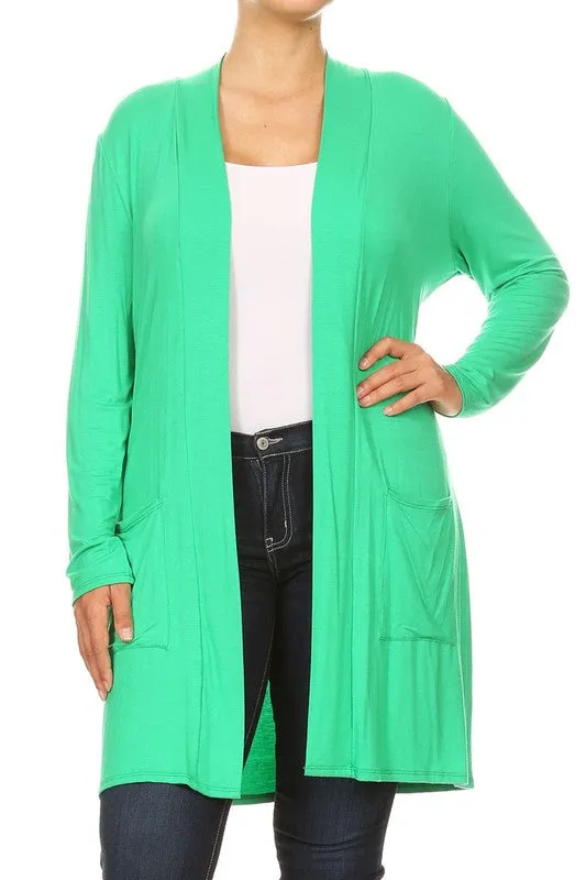 Plus Open Duster Cardigan With Pockets