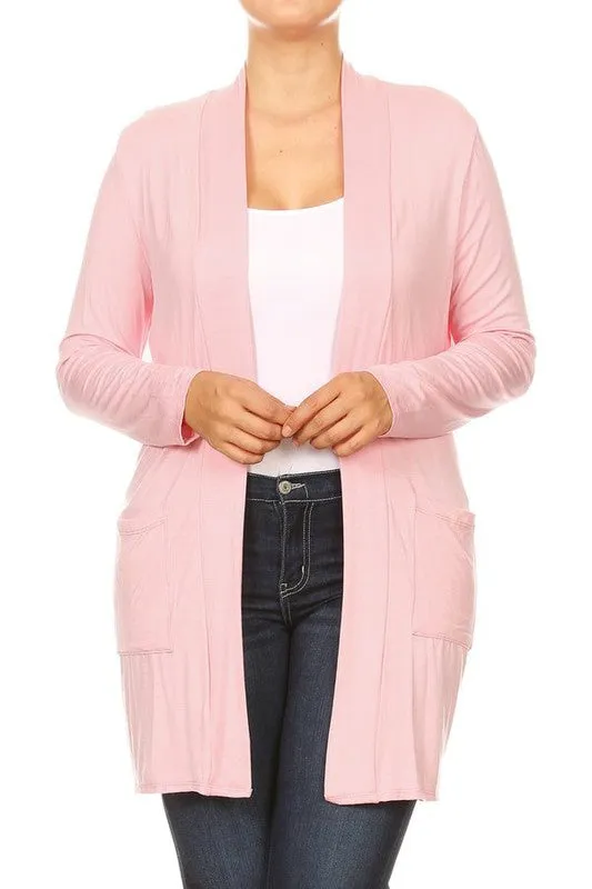 Plus Open Duster Cardigan With Pockets