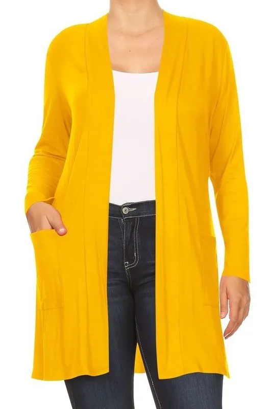 Plus Open Duster Cardigan With Pockets