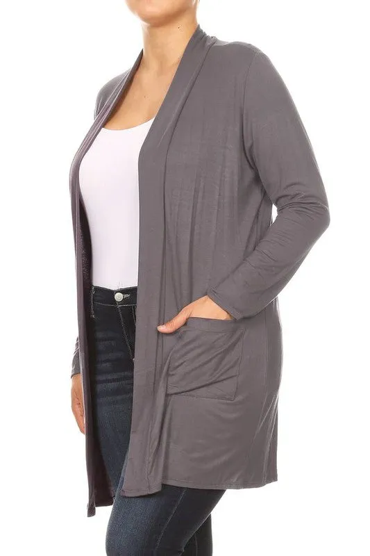 Plus Open Duster Cardigan With Pockets