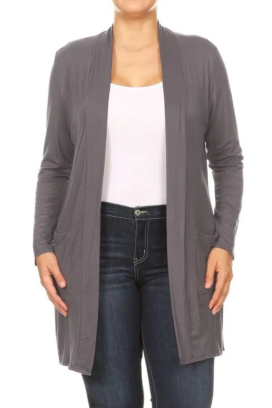 Plus Open Duster Cardigan With Pockets