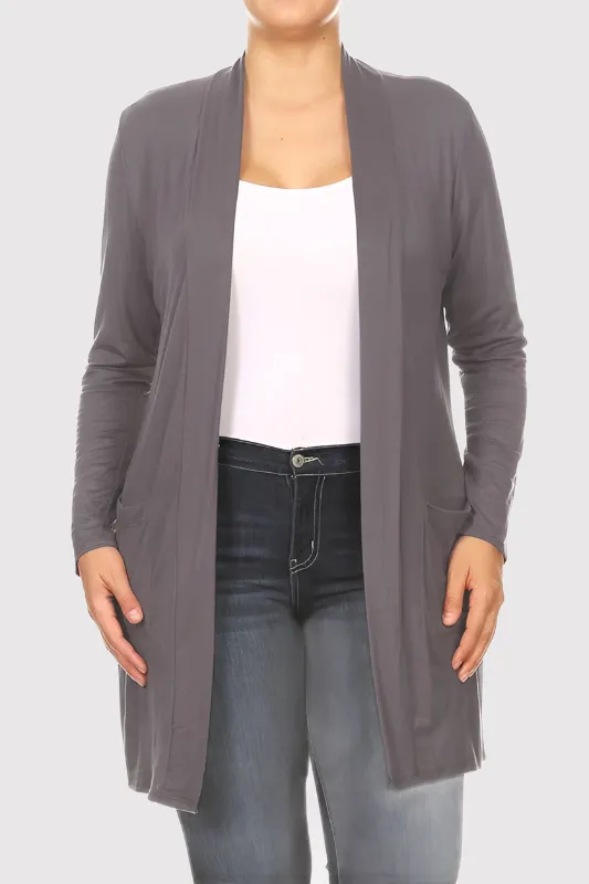 Plus Open Duster Cardigan With Pockets