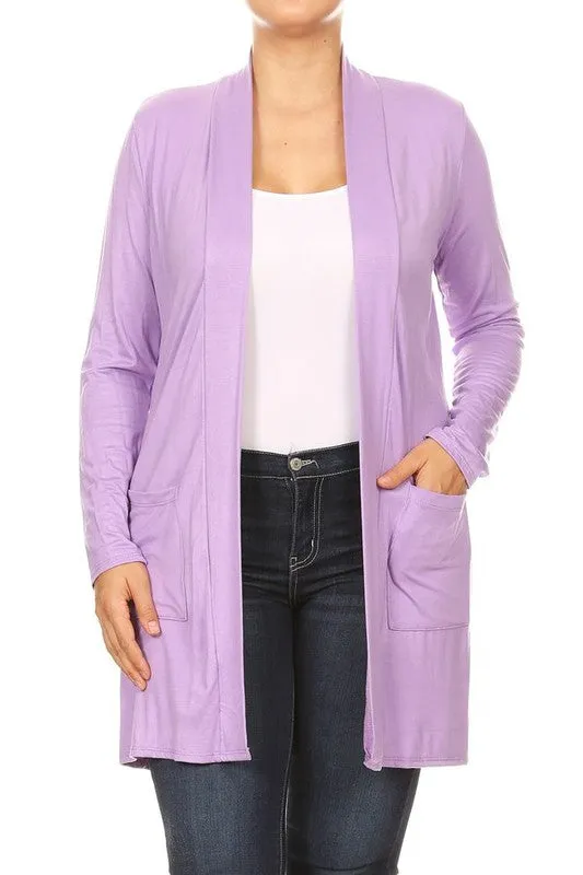 Plus Open Duster Cardigan With Pockets