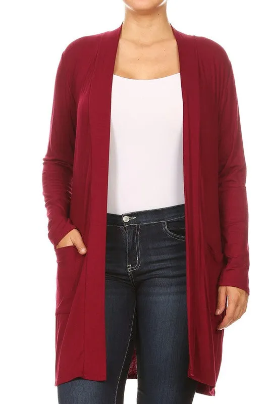 Plus Open Duster Cardigan With Pockets