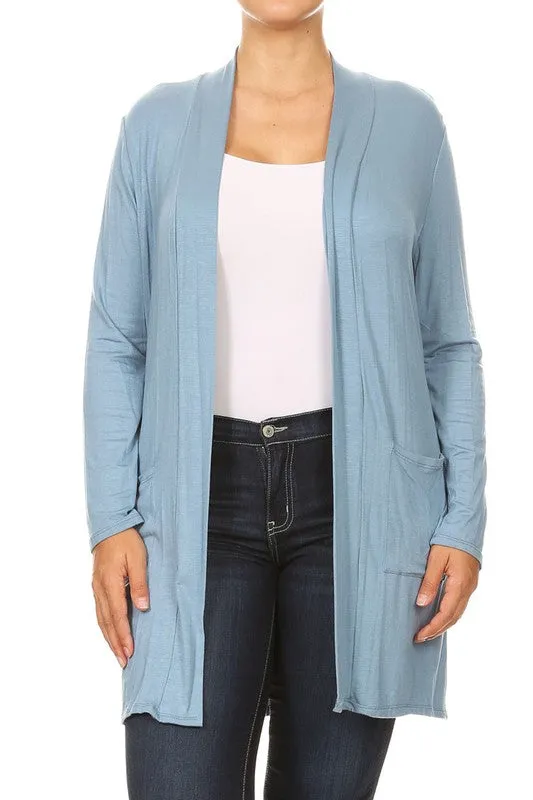 Plus Open Duster Cardigan With Pockets