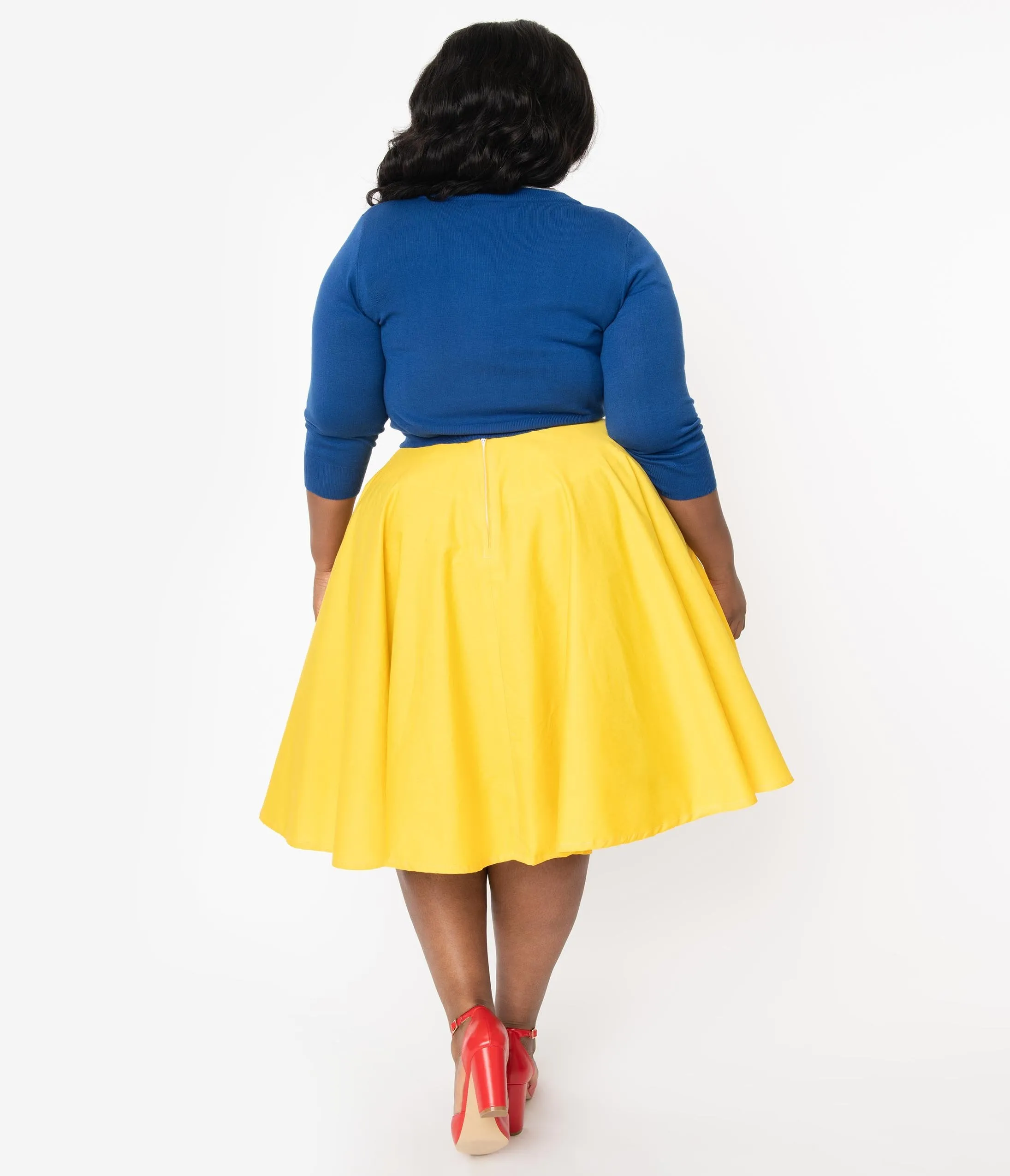 Plus Size 1950s Style Solid Yellow Swing Skirt