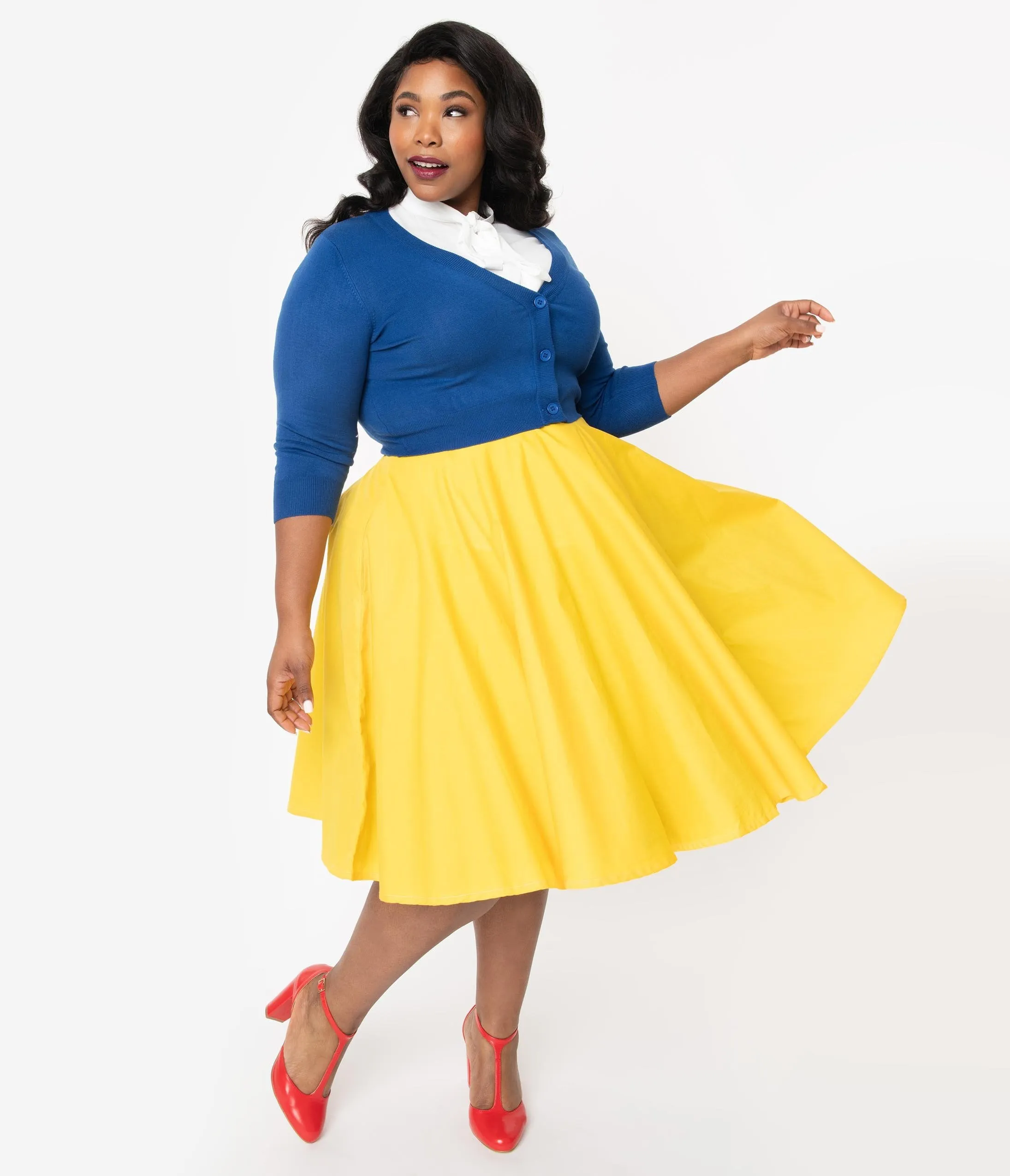 Plus Size 1950s Style Solid Yellow Swing Skirt