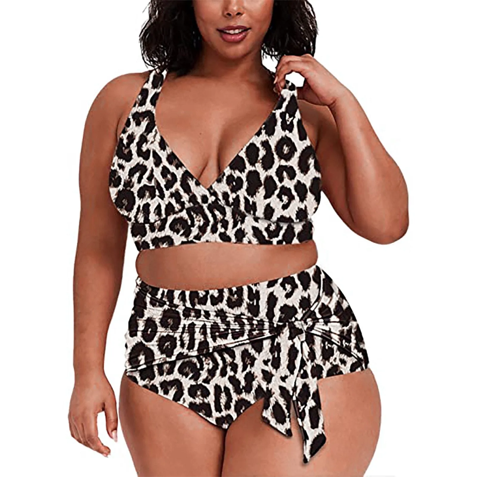 Plus Size Animal Print Bikini Set