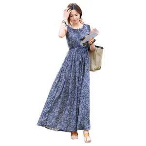 Plus Size - Blue Boho Long Maxi Beach Dress  (US 18W-26W)