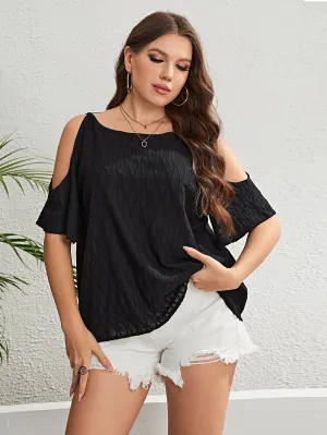 Plus Size Boat Neck Off Shoulder Summer Top