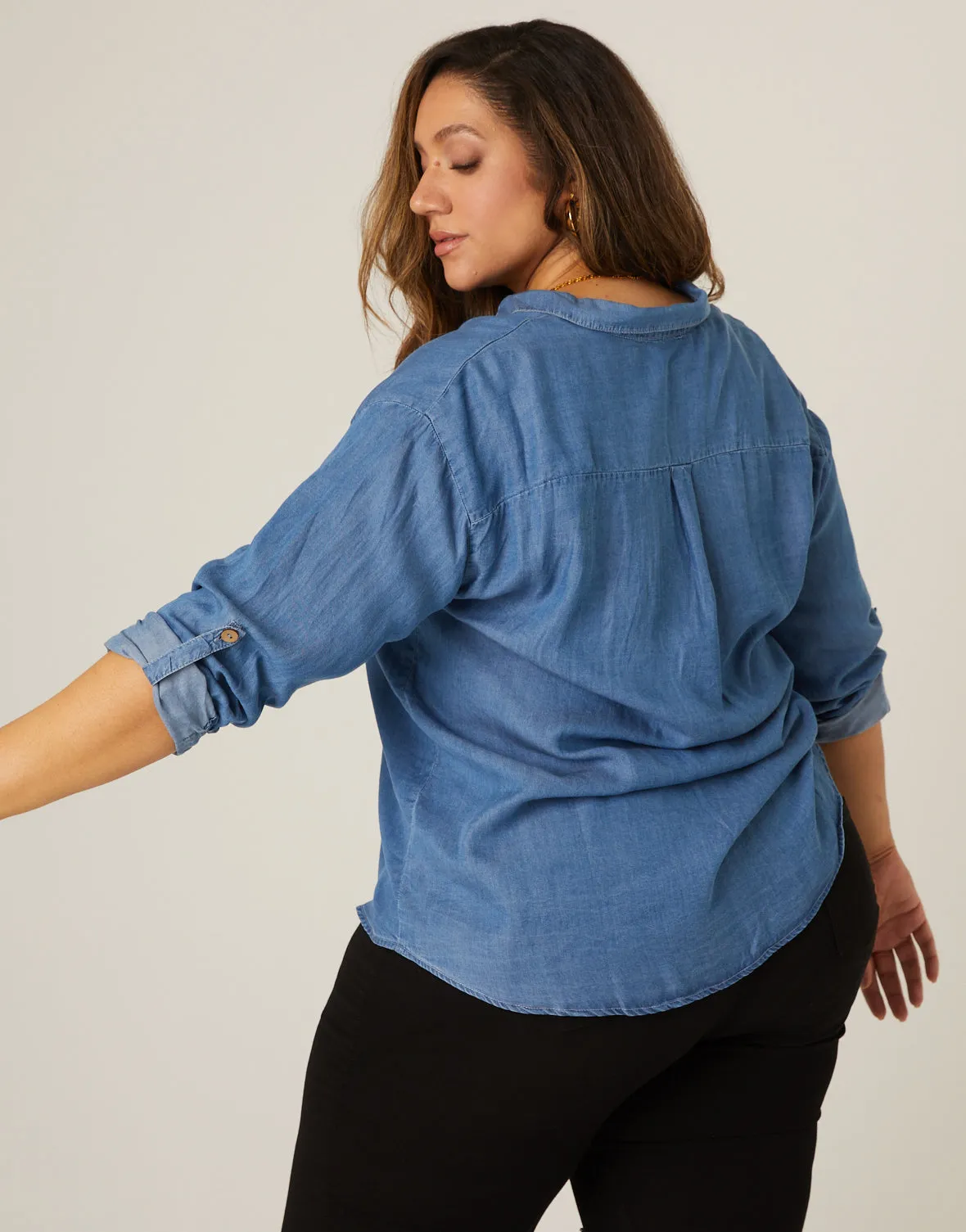 Plus Size Chambray Denim Shirt