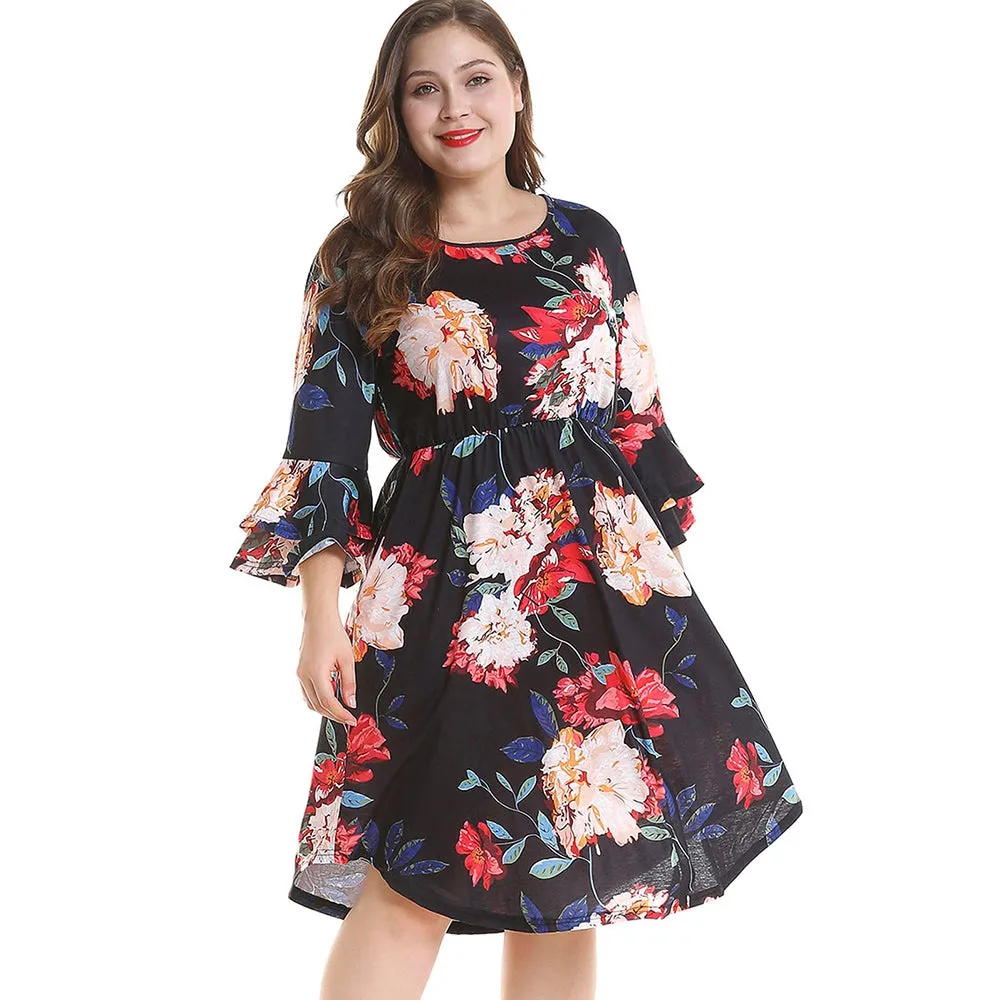 Plus Size Floral Print Dress