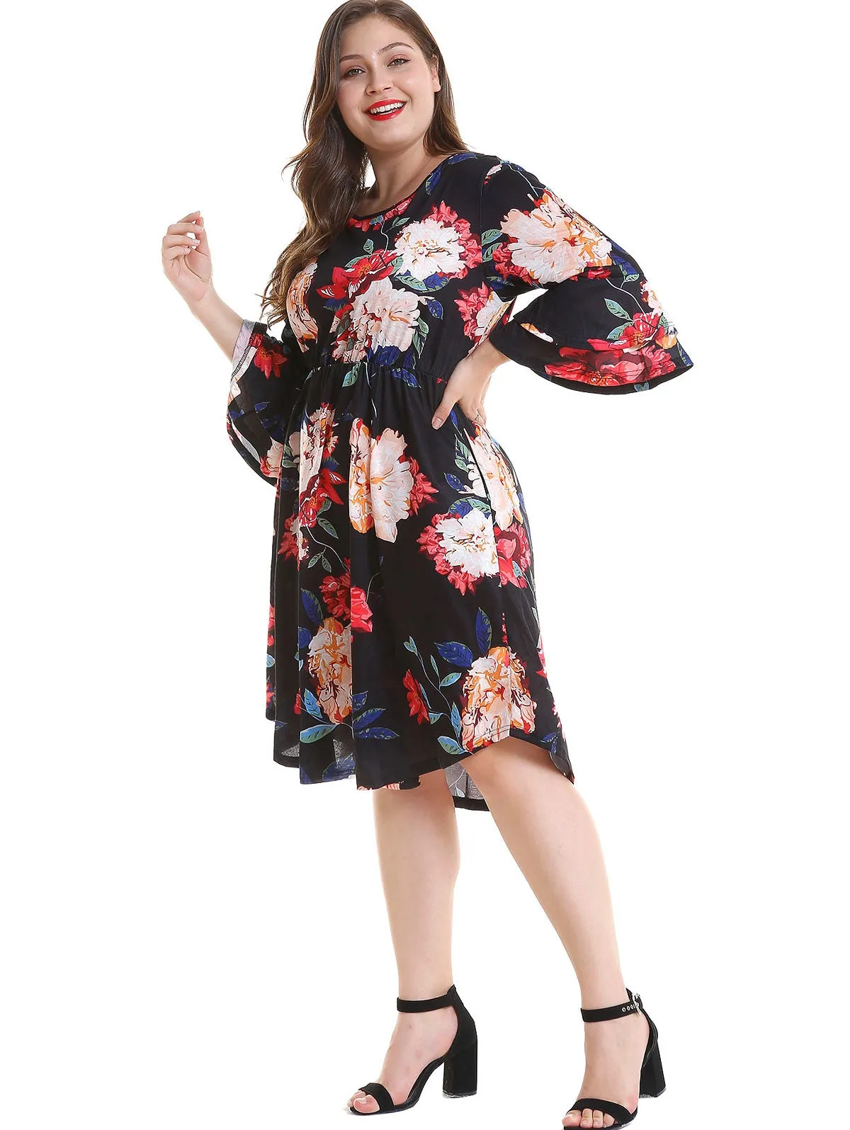 Plus Size Floral Print Dress