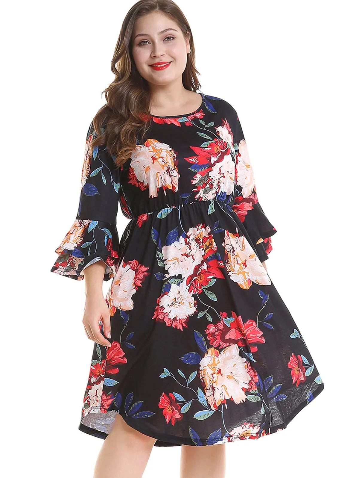 Plus Size Floral Print Dress