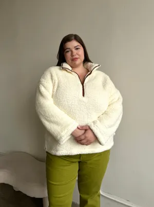 Plus Size Half Zip Teddy Pullover