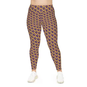 Plus Size Leggings - Gold/Purple Helmets