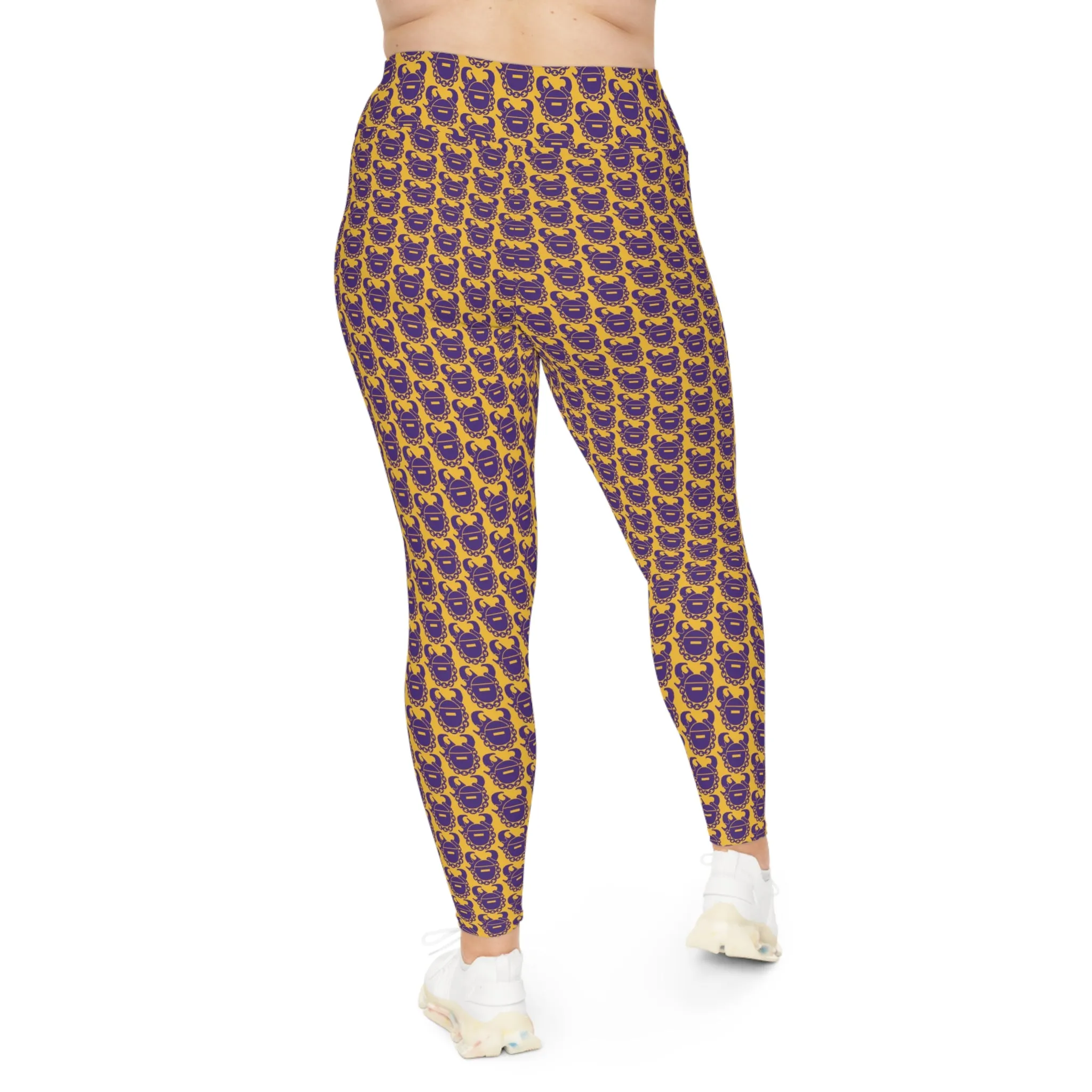 Plus Size Leggings - Gold/Purple Helmets