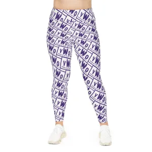 Plus Size Leggings - White/Purple - VWO