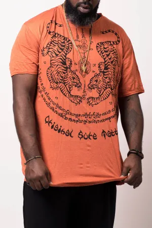 Plus Size Mens Thai Tattoo T-Shirt in Orange