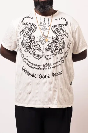 Plus Size Mens Thai Tattoo T-Shirt in White