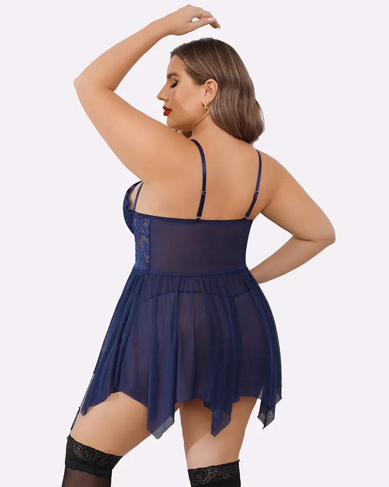 Plus Size Mesh Lace Exotic Babydoll