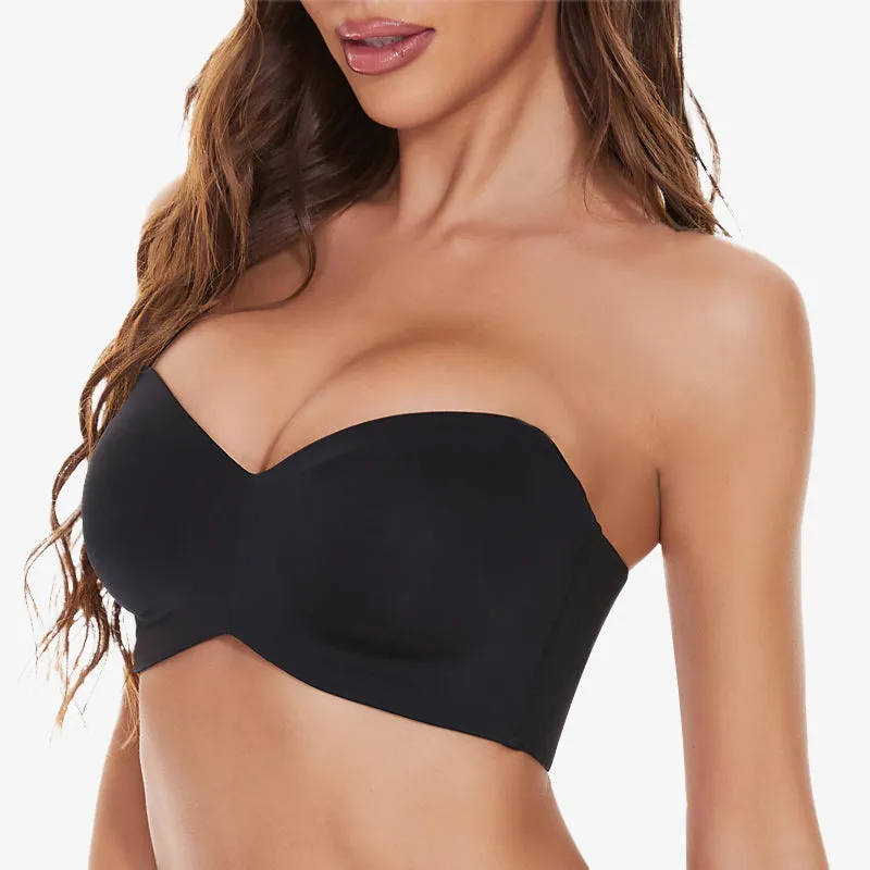 Plus Size Non-Slip Strapless Invisible Wirefree Bra Black