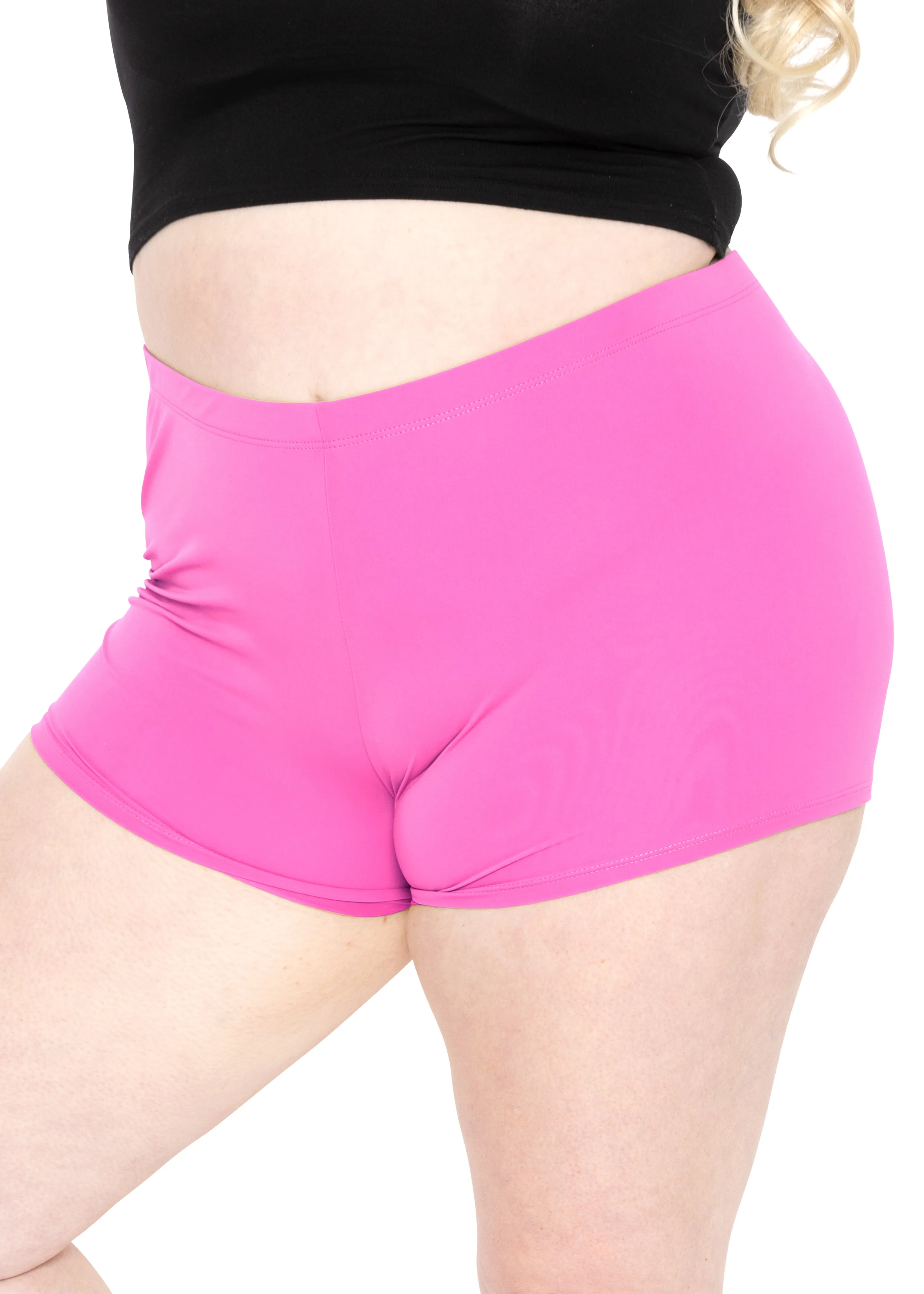 Plus Size Nylon Stretch Booty Shorts