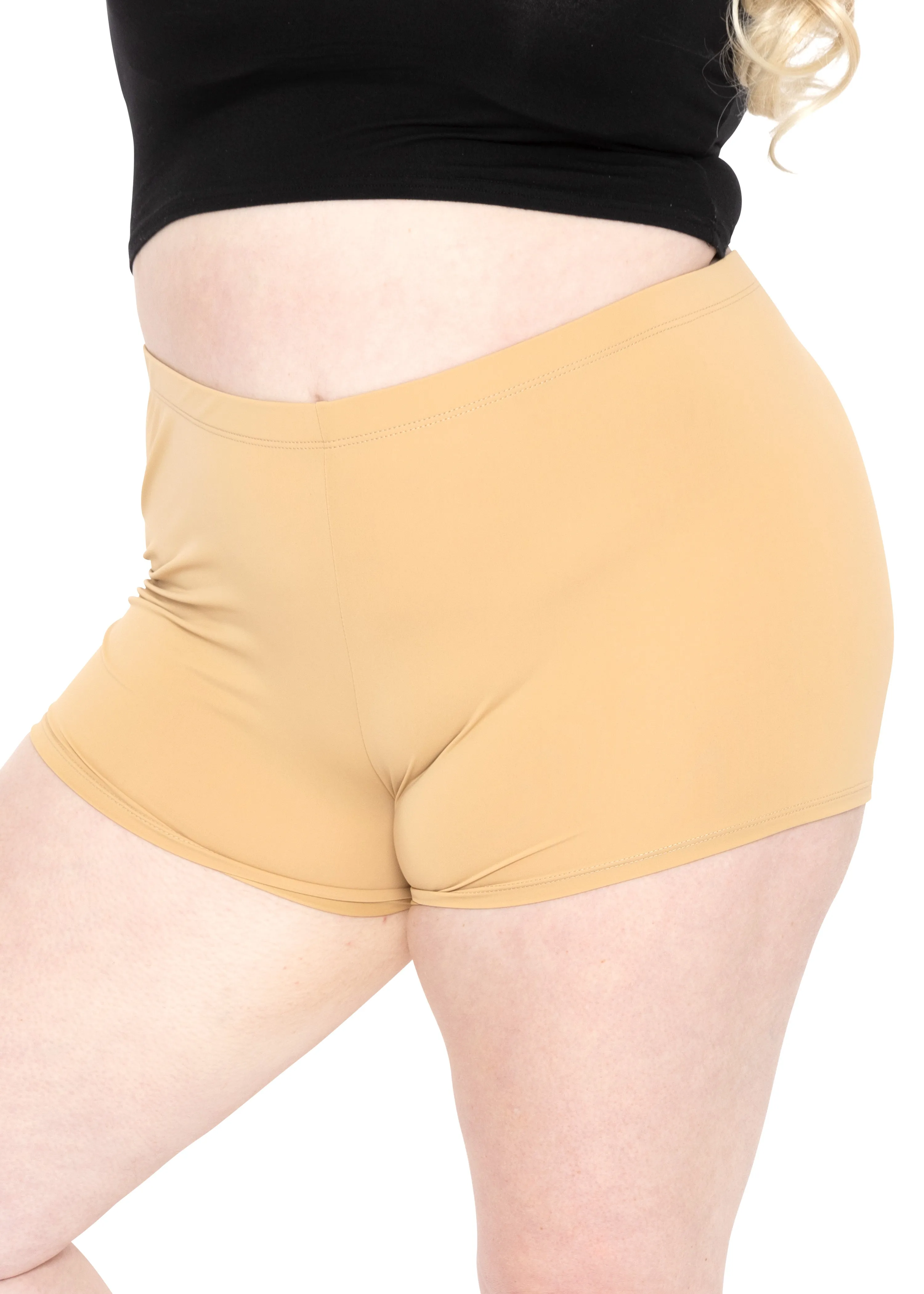 Plus Size Nylon Stretch Booty Shorts