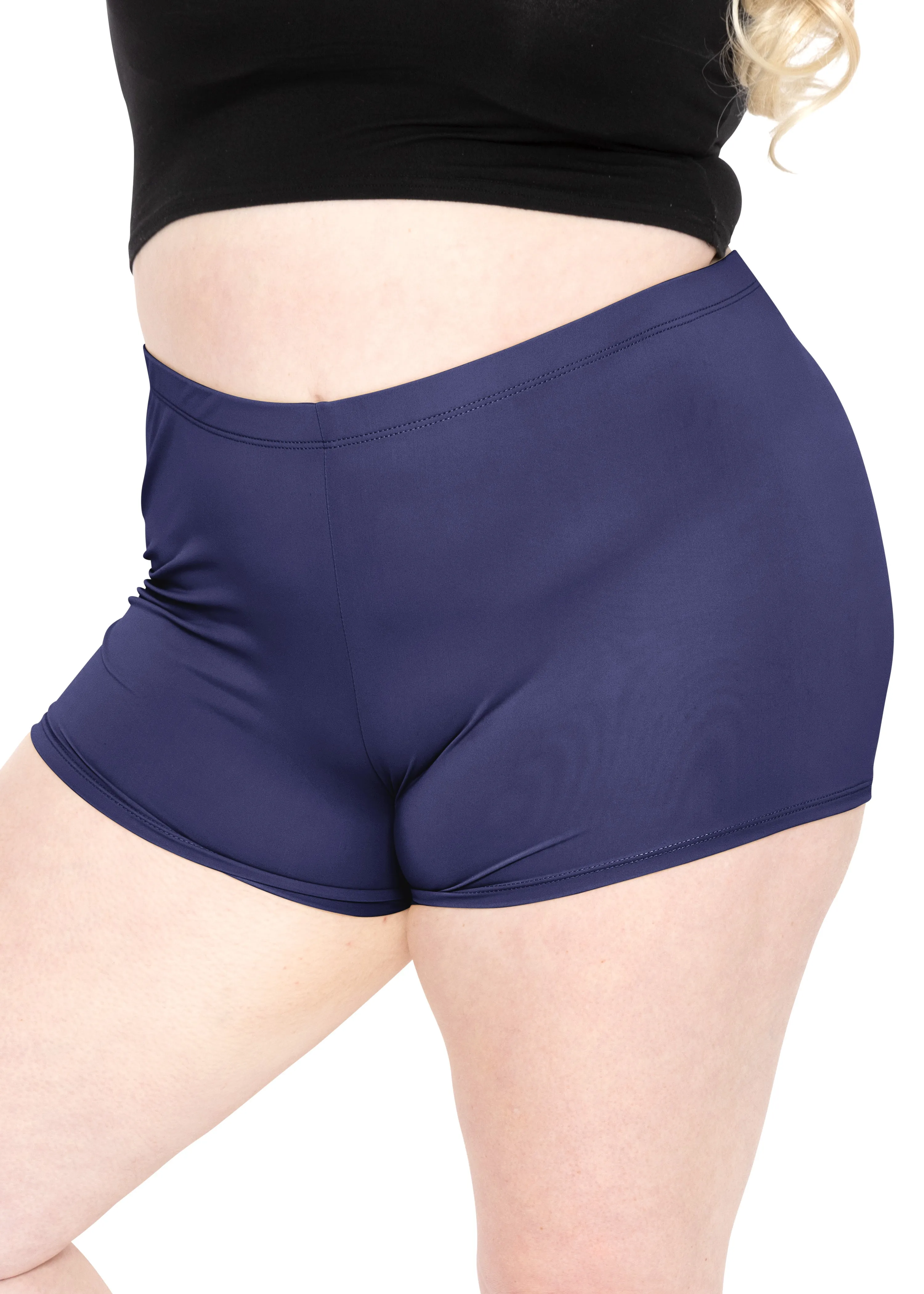 Plus Size Nylon Stretch Booty Shorts