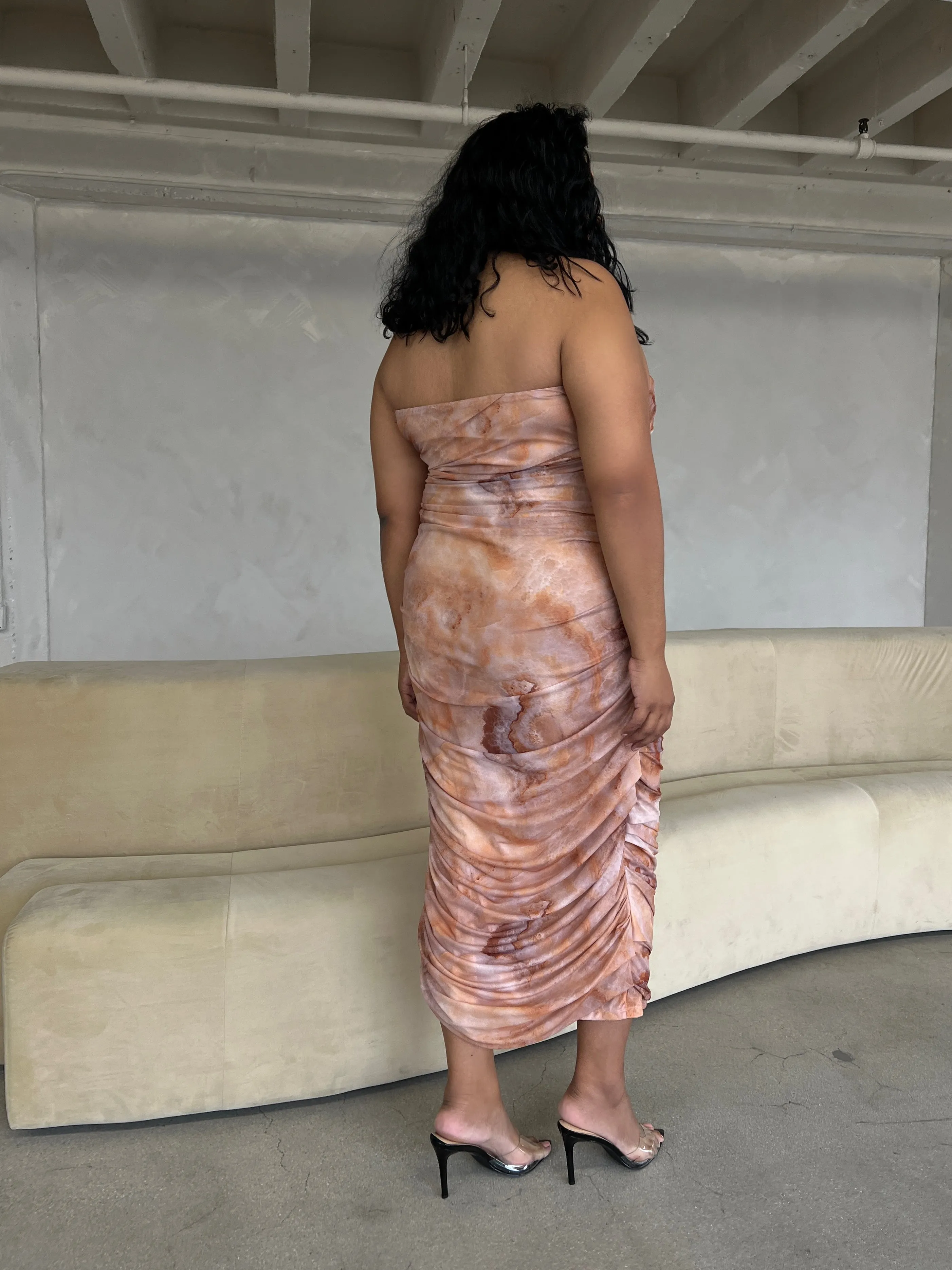 Plus Size Tie Dye Ruched Dress