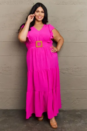 Plus Size Tiered Side Slit Beach Maxi Dress