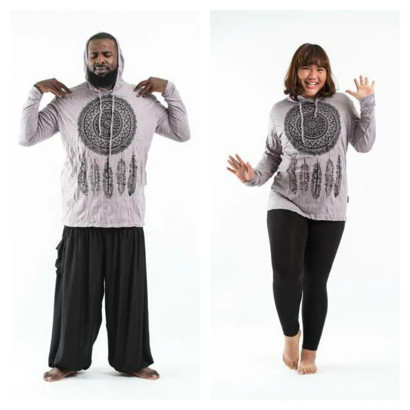 Plus Size Unisex Dreamcatcher Hoodie in Gray