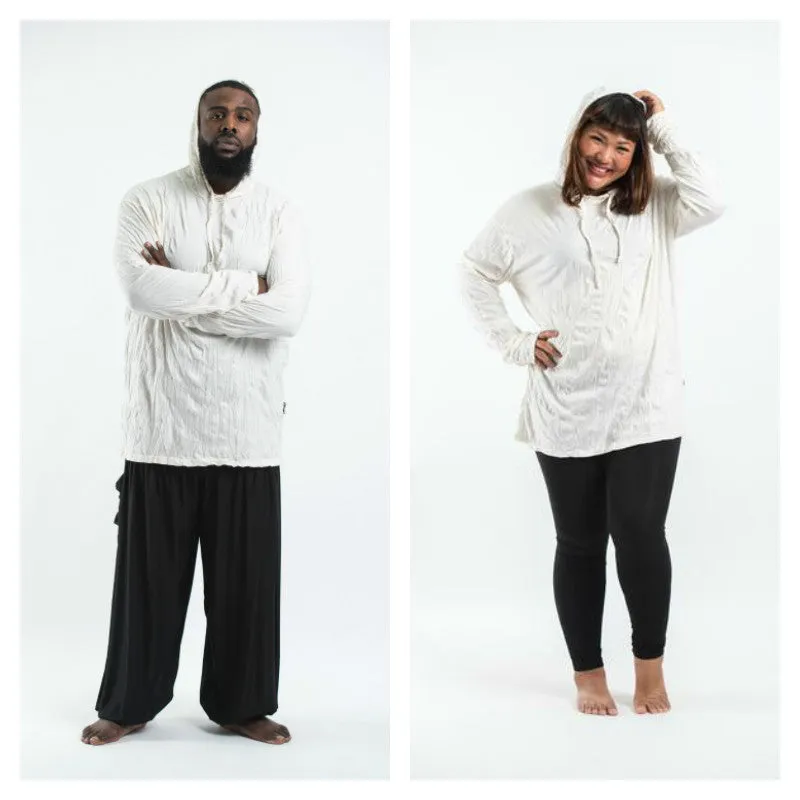 Plus Size Unisex Solid Color Hoodie in White