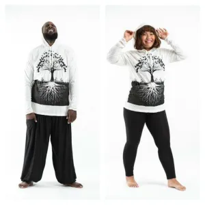 Plus Size Unisex Tree of Life Hoodie in White