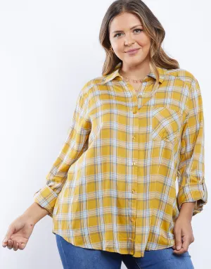 Plus Size Western Touch Plaid Shirt