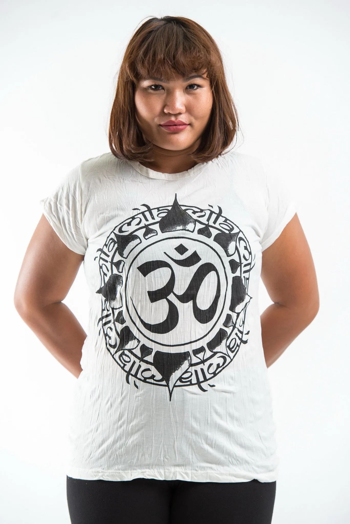 Plus Size Womens Infinitee Om T-Shirt in White