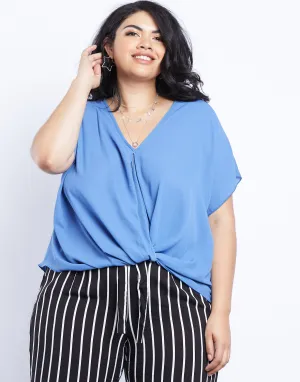 Plus Size Wrap Me Up Chiffon Twist Front Top