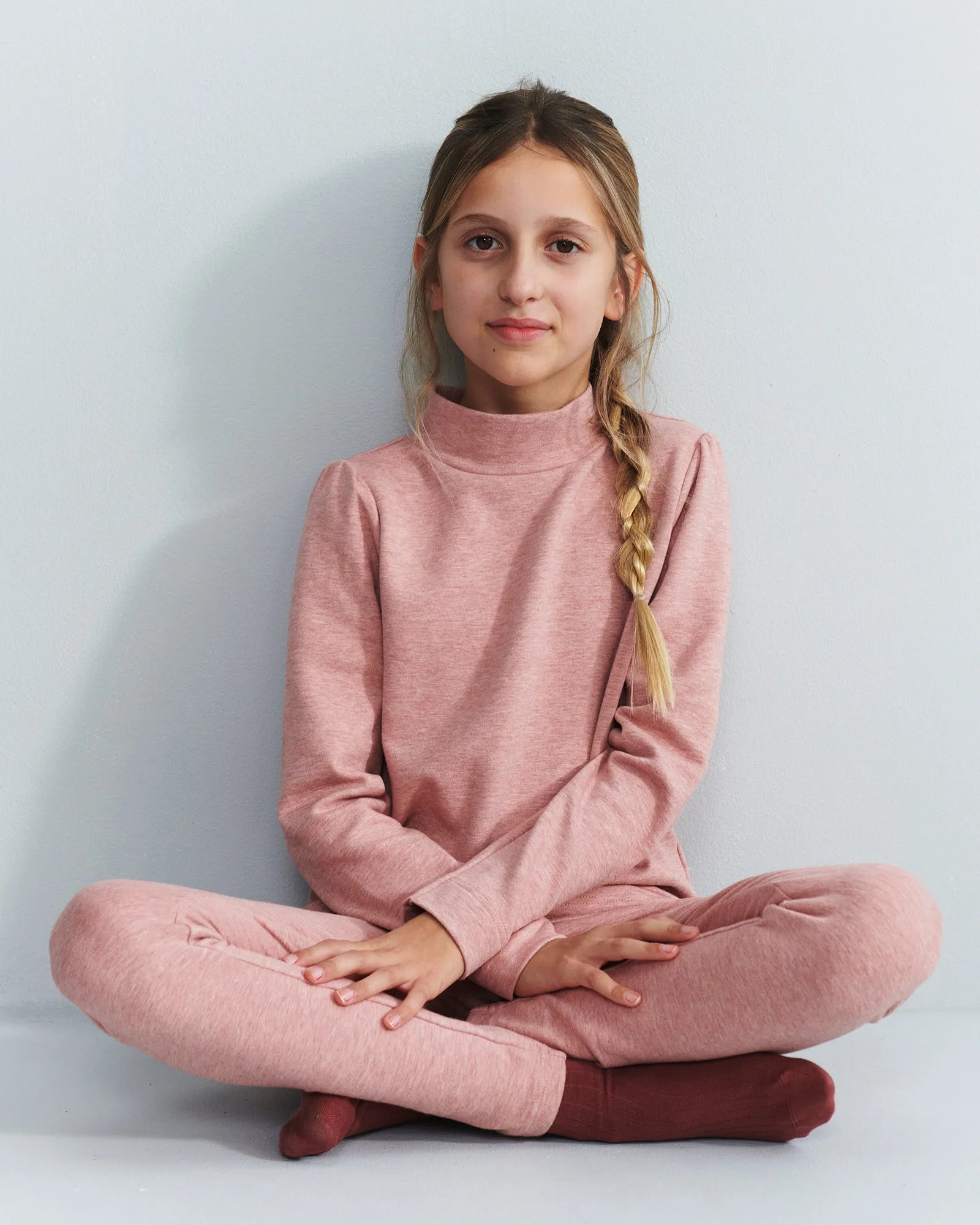 Plush Jersey Leggings - Tween - Dusty Rose Melange