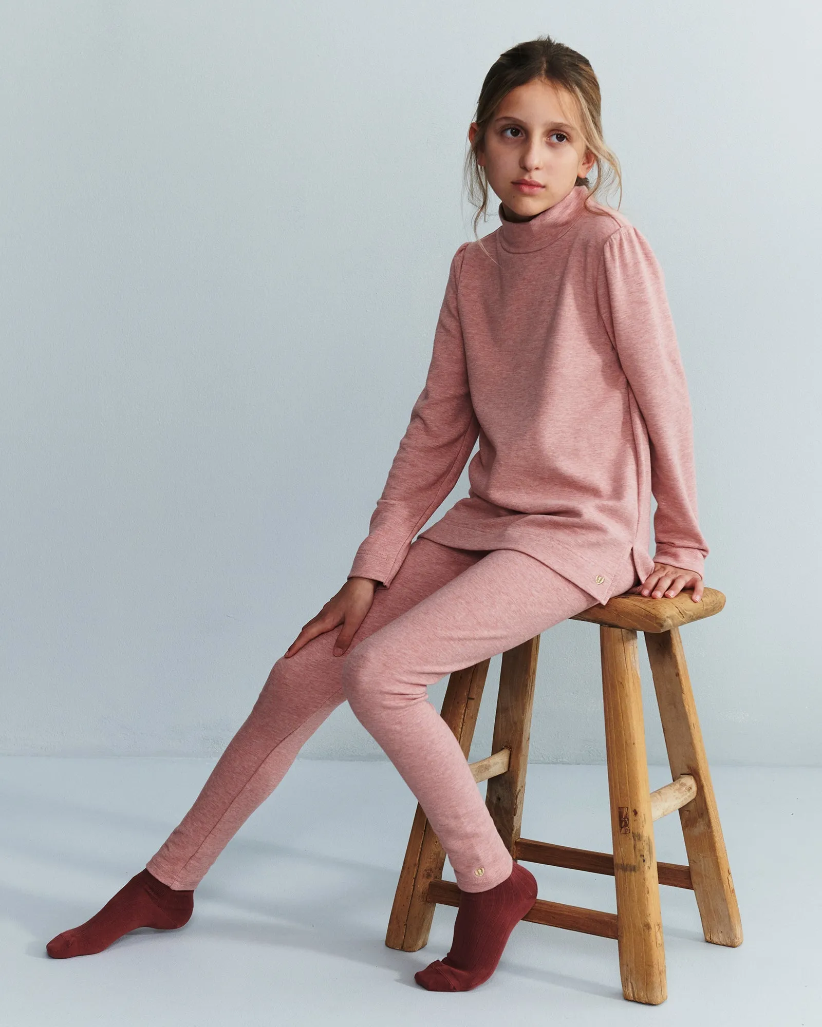 Plush Jersey Leggings - Tween - Dusty Rose Melange