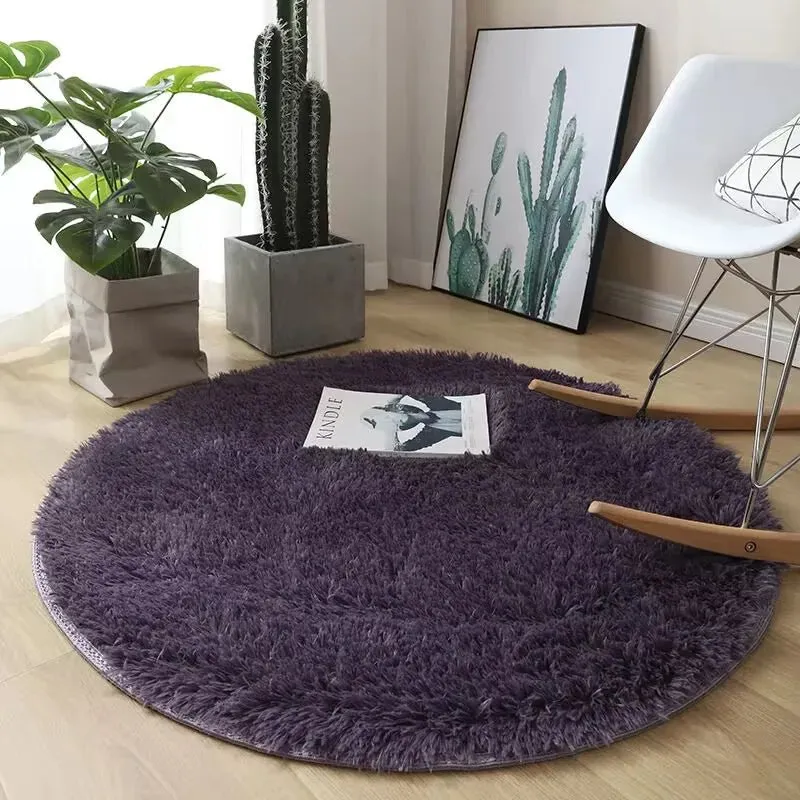 Plush Round Carpet with Fluffy Non-Slip Design