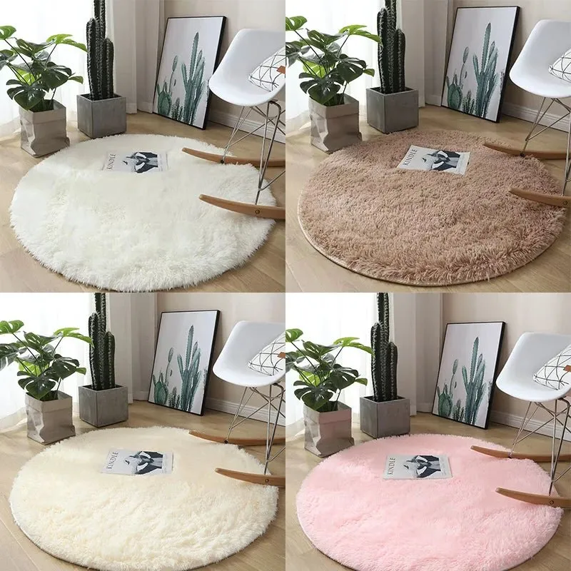 Plush Round Carpet with Fluffy Non-Slip Design