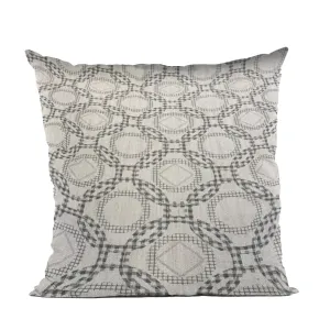 Plutus Beige Gray Serene Circles Circle Luxury Throw Pillow