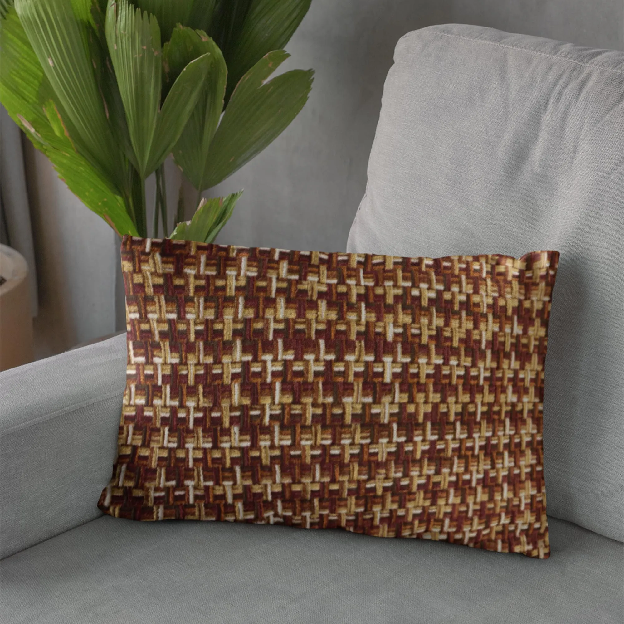 Plutus Brown Beige Earthy Houndstooth Houndstooth Luxury Throw Pillow