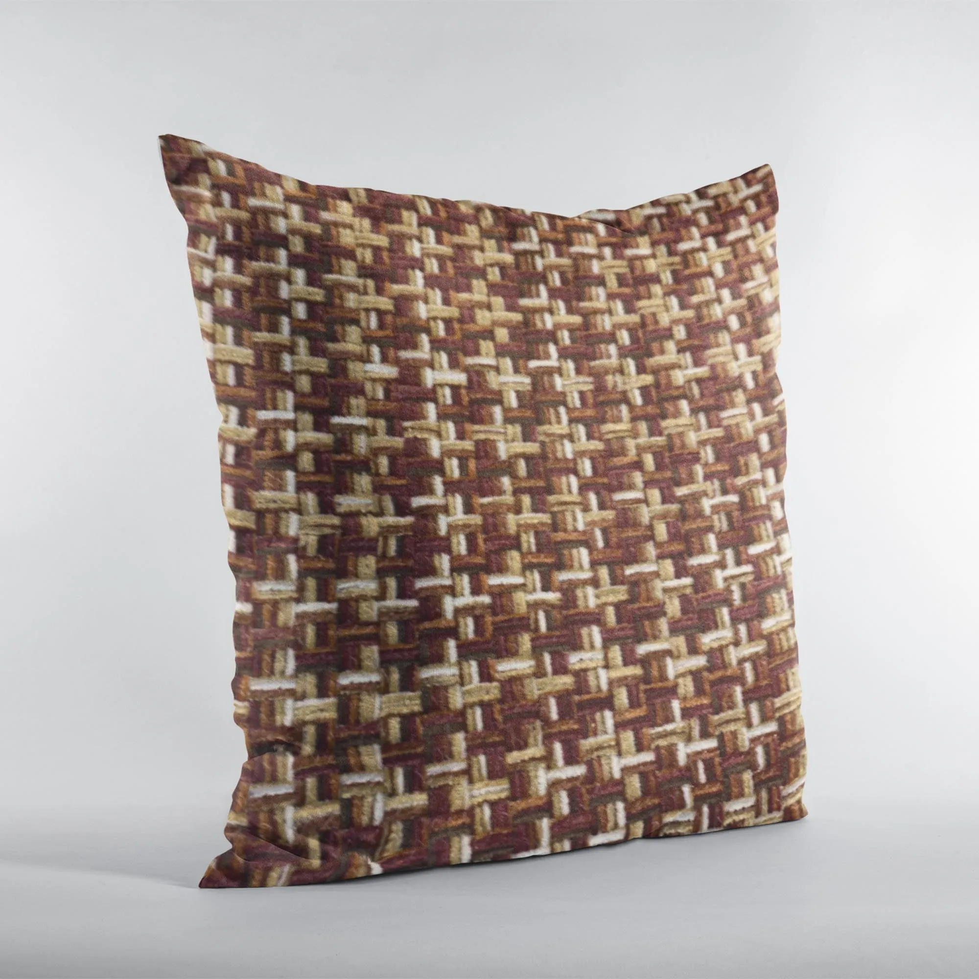 Plutus Brown Beige Earthy Houndstooth Houndstooth Luxury Throw Pillow