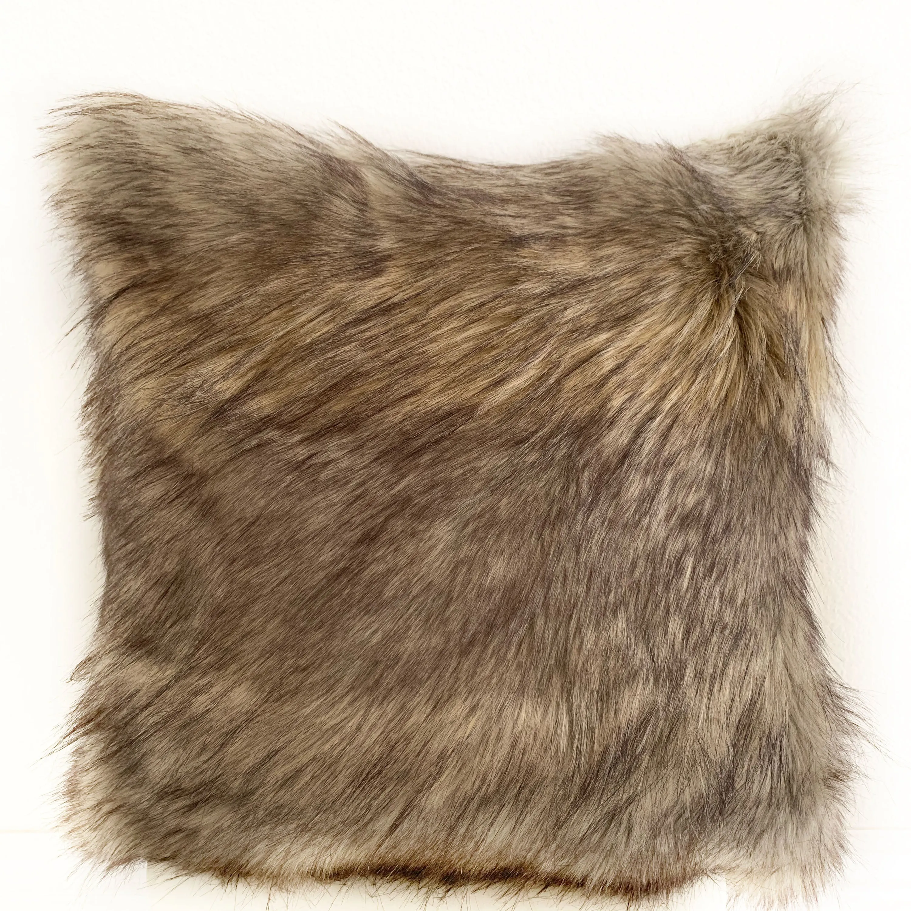 Plutus Gray Wolverine Pelage Animal Faux Fur Luxury Throw Pillow